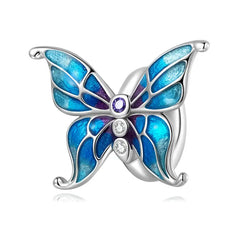 Butterfly Charm - 925 Sterling Silver - Multi Color
