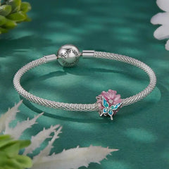 Butterfly Chrysanthemum 925 Silver Charm - Multi Color