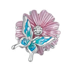 Butterfly Chrysanthemum 925 Silver Charm - Multi Color