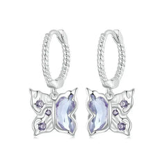 Butterfly Earring - 925 sterling silver - Purple