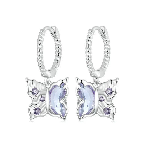 Butterfly Earring - 925 sterling silver - Purple