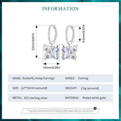 Butterfly Earring - 925 sterling silver - Purple