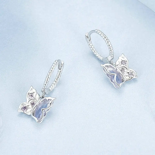 Butterfly Earring - 925 sterling silver - Purple