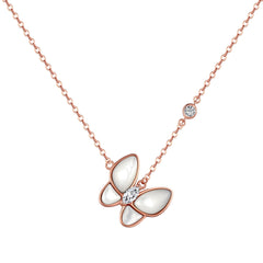Butterfly Pearl -925 sterling silver Necklace - White