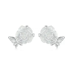 Butterfly Rose 925 Silver Earring - Transparent