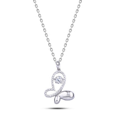 Butterfly shaped with Zircon 925 Silver Necklace - Transparent - NECKLACES