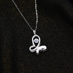 Butterfly shaped with Zircon 925 Silver Necklace - Transparent - NECKLACES