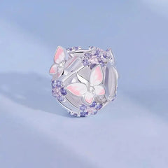 Butterfly Zircon 925 Silver Charm - Multi Color