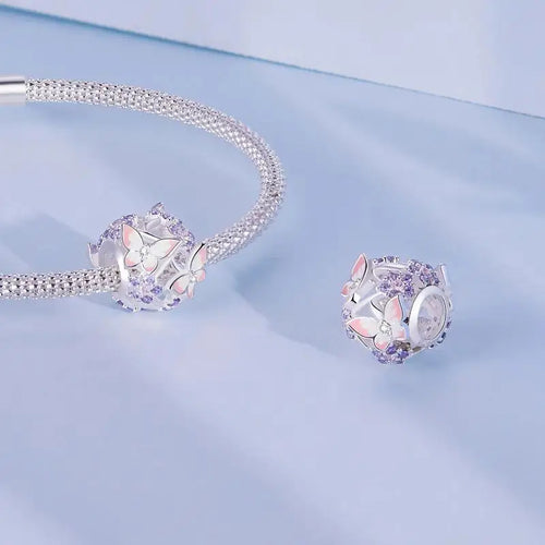 Butterfly Zircon 925 Silver Charm - Multi Color
