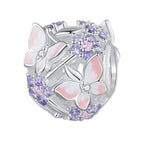 Butterfly Zircon 925 Silver Charm - Multi Color