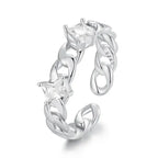 Chain Open Ring - 925 sterling silver - Transparent - Rings