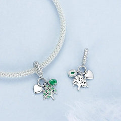 Charm in the Shape of the Tree of Life - 925 sterling silver - Green