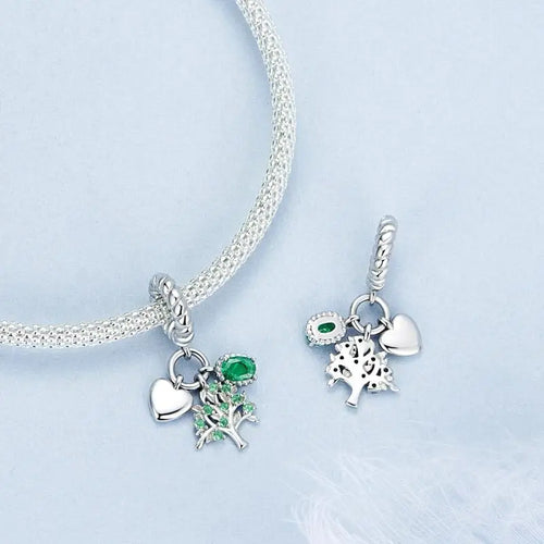 Charm in the Shape of the Tree of Life - 925 sterling silver - Green