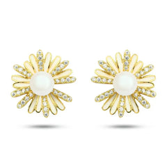 Chrysanthemum 925 Silver Earring - White