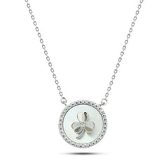 Circle of Zircon Flower 925 Silver Necklace - Transparent - NECKLACES