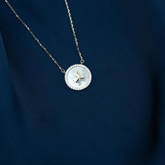 Circle of Zircon Flower 925 Silver Necklace - Transparent - NECKLACES