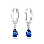 Circle Shaped Blue zircon 925 Silver Earrings - Blue