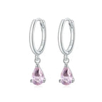 Circle Shaped with Pink zircon 925 Silver Earrings - Pink
