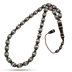 Coke Wood Rosary inlaid with Silver 33 Beads - Rosary