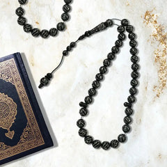 Coke Wood Rosary inlaid with Silver 33 Beads - Rosary
