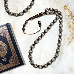 Coke Wood Rosary inlaid with Silver 33 Beads - Rosary