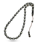 Coke Wood Rosary inlaid with Silver 33 Beads - Multi Color - Rosary