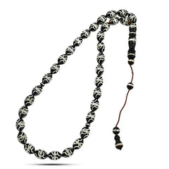 Coke Wood Rosary inlaid with Silver 33 Beads - Multi Color - Rosary