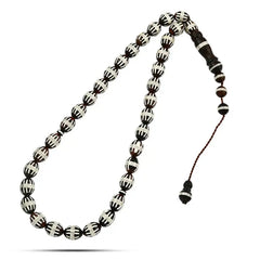 Coke Wood Rosary inlaid with Silver 33 Beads - Multi Color - Rosary