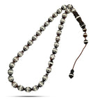 Coke Wood Rosary inlaid with Silver , 33 Beads - fathyibrahim