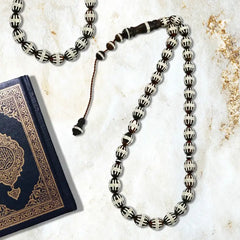 Coke Wood Rosary inlaid with Silver 33 Beads - Multi Color - Rosary