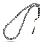 Coke Wood Rosary inlaid with Silver , 33 Beads - fathyibrahim