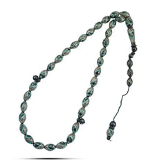 Coke Wood Rosary inlaid with Silver & Malachite 33 Beads - Multi Color - Rosary