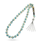 Coke Wood Rosary inlaid with Silver & Natural Ivory & Fitran 33 Beads - Multi Color - Rosary