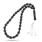 Coke Wood Rosary inlaid with Silver & Turquoise 99 Beads - Multi Color - Rosary