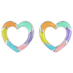 Colored Heart Shaped Earrings - 925 Sterling Silver