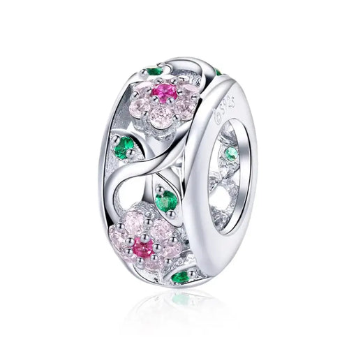 Colorful Flowers 925 Silver Charm - Multi Color