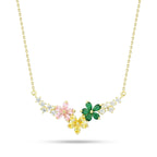 Colorful Flowers 925 Silver Necklace - Gold - Multi Color - NECKLACES