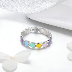 Colorful Hearts 925 Silver Ring - Rings