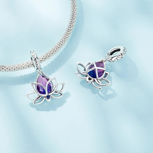 Colorful Lotus Pendant Bracelet, 925 Sterling Silver - fathyibrahim