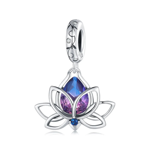 Colorful Lotus Pendant Bracelet, 925 Sterling Silver - fathyibrahim