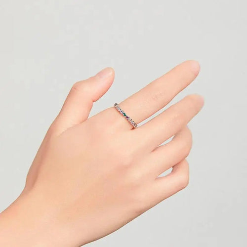 Colorful Rainbow Zircon Ring - 925 sterling silver - Rings