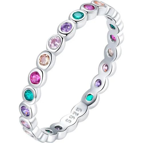 Colorful Rainbow Zircon Ring - 925 sterling silver - Rings