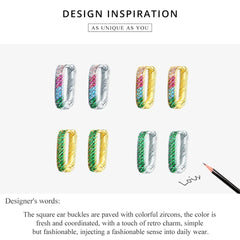 Colorful Rectangle Earring - 925 sterling silver - fathyibrahim