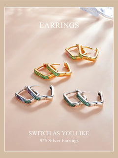 Colorful Rectangle Earring - 925 sterling silver - fathyibrahim