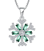 Colorful snowflake Neklace 925 Sterling Silver - Multi Color - NECKLACES