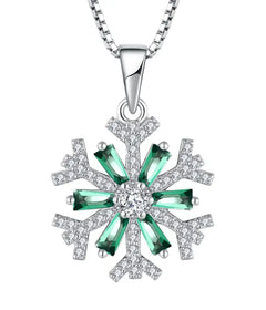 Colorful snowflake Neklace 925 Sterling Silver - Multi Color - NECKLACES