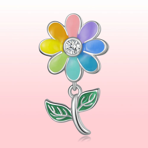 Colorful Sunflower 925 Silver Charm - fathyibrahim