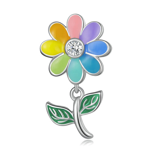 Colorful Sunflower 925 Silver Charm - fathyibrahim