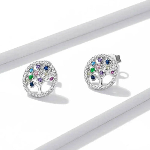 Colorful Tree 925 Silver Earring - Multi Color