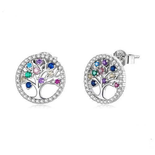 Colorful Tree 925 Silver Earring - Multi Color